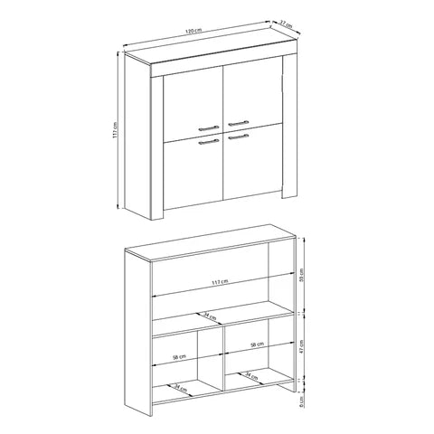 Komoda do przechowywania 120x117 w stylu skandynawskim - dekor dąb riviera, minimalistyczne fronty | Gorky