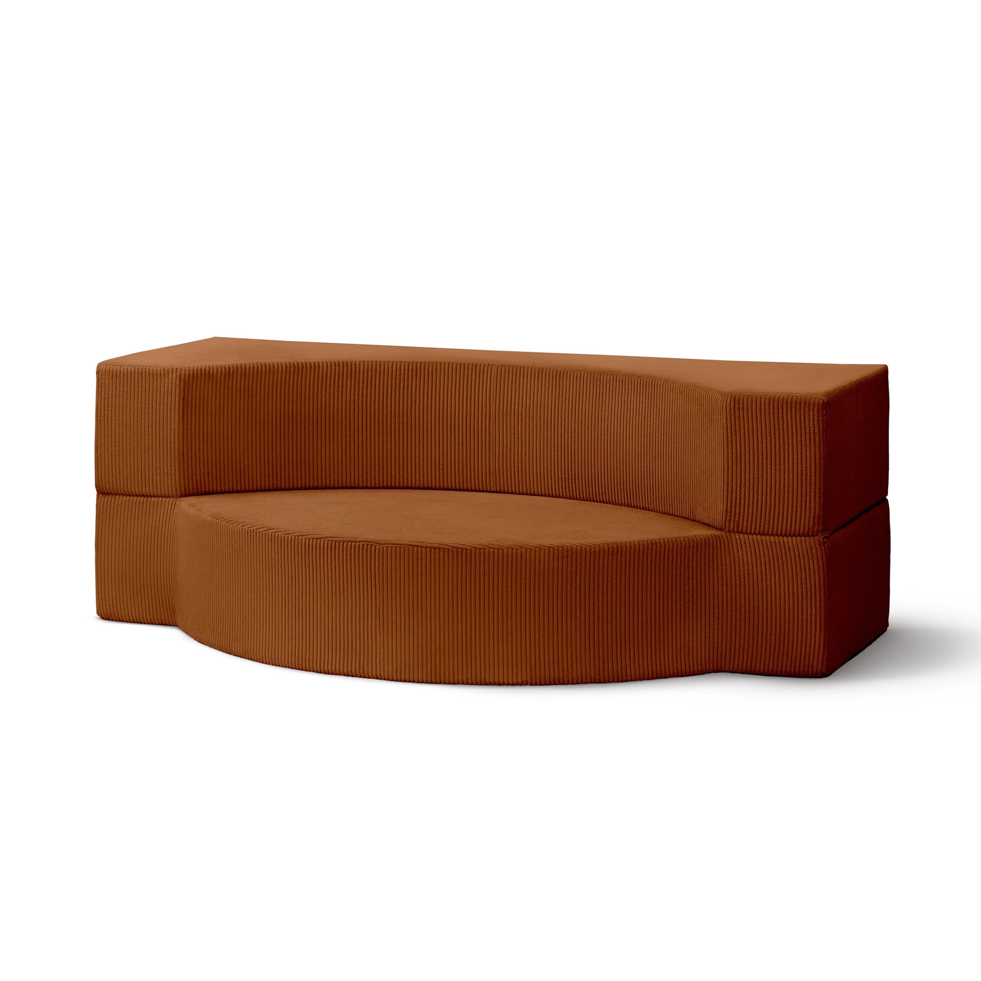 Sofa piankowa modułowa 200 cm z funkcją spania w stylu japandi – sztruks POSO, półokrągła forma | Lunaria Machoń (POSO 40)
