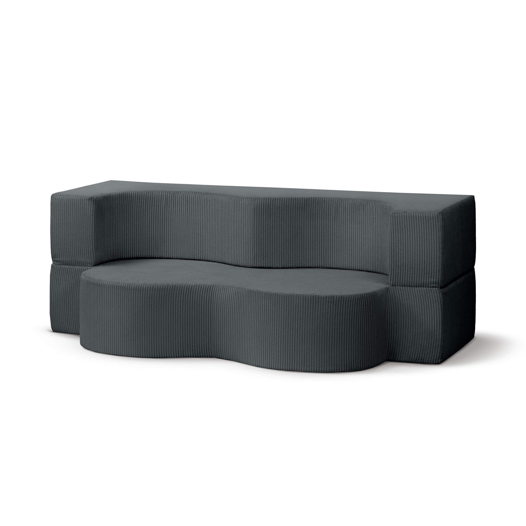 Sofa piankowa wolnostojąca 200 cm z funkcją spania w stylu japandi | Kamelia Grafitowy Mech (POSO 60)