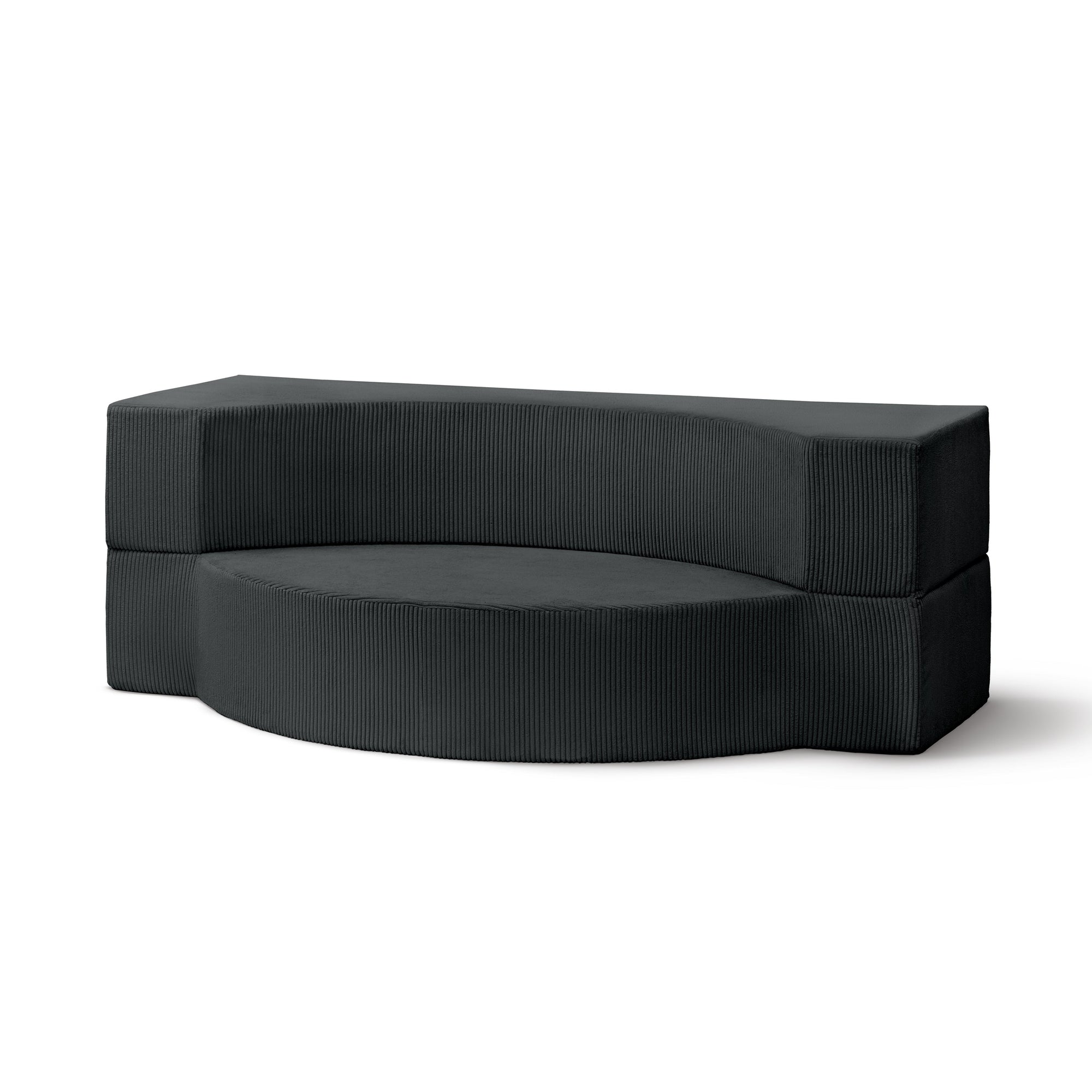 Sofa piankowa modułowa 200 cm z funkcją spania w stylu japandi – sztruks POSO, półokrągła forma | Lunaria Antracyt (POSO 34)