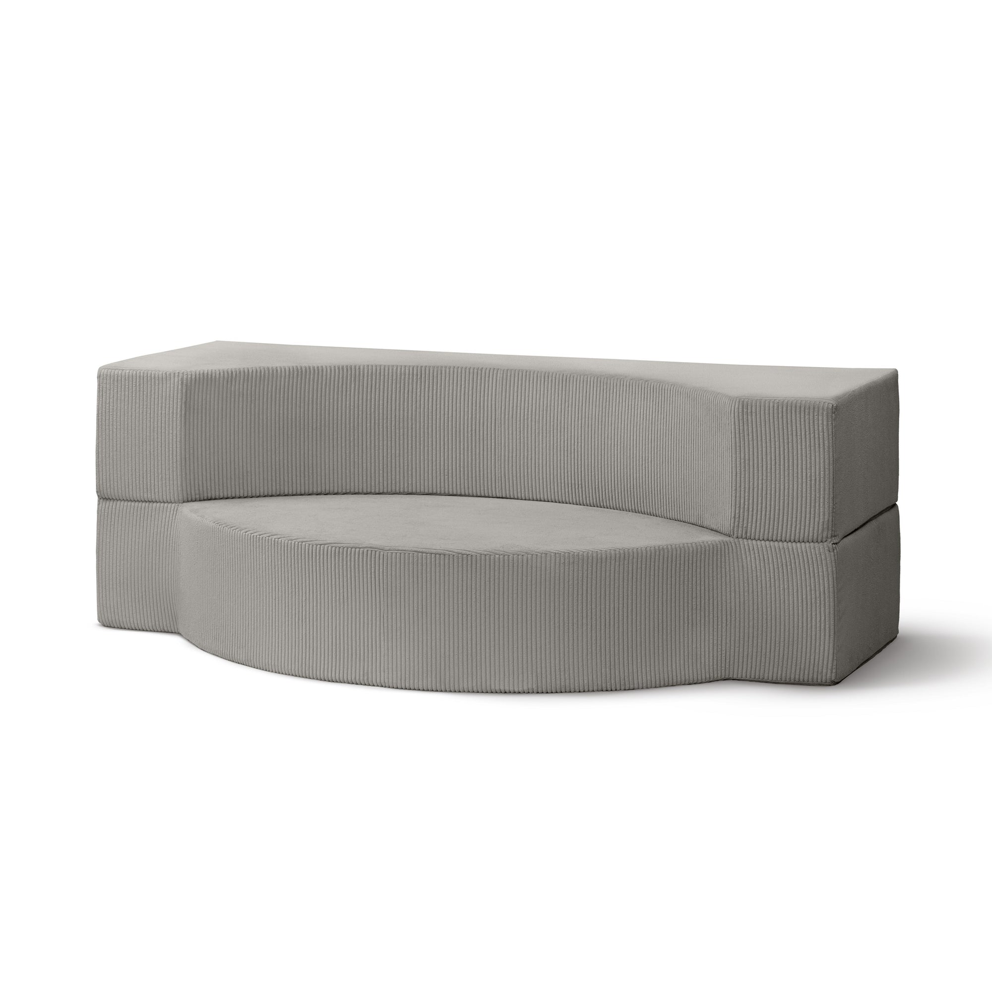 Sofa piankowa modułowa 200 cm z funkcją spania w stylu japandi – sztruks POSO, półokrągła forma | Lunaria Popielata Biel (POSO 110)