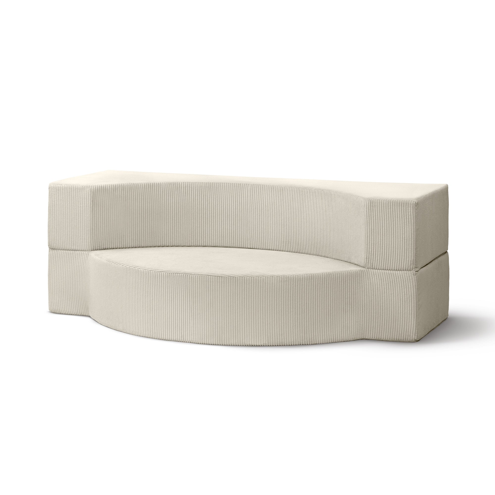 Sofa piankowa modułowa 200 cm z funkcją spania w stylu japandi – sztruks POSO, półokrągła forma | Lunaria Kość Słoniowa (POSO 105)
