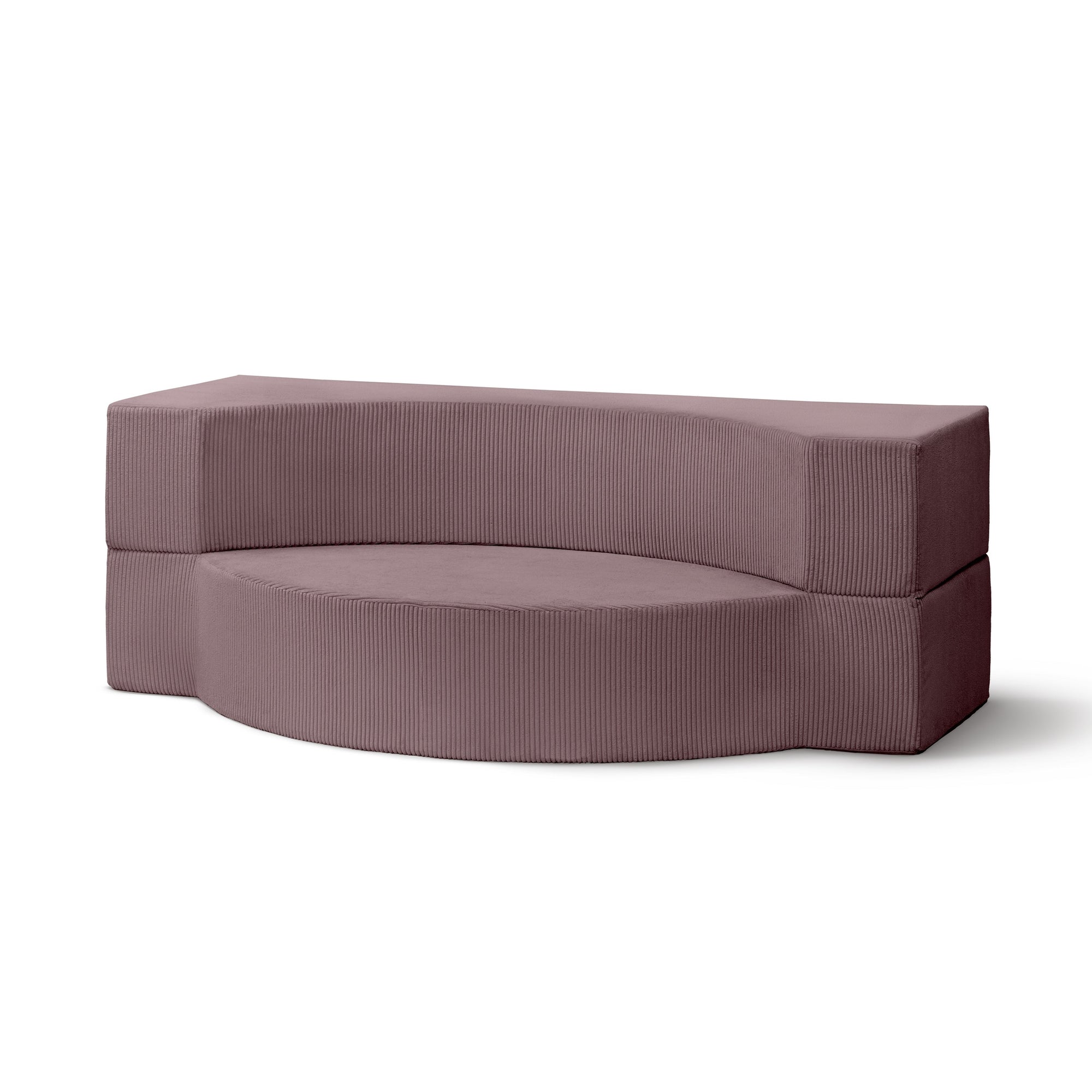 Sofa piankowa modułowa 200 cm z funkcją spania w stylu japandi – sztruks POSO, półokrągła forma | Lunaria Przykurzony Różany Brąz (POSO 130)
