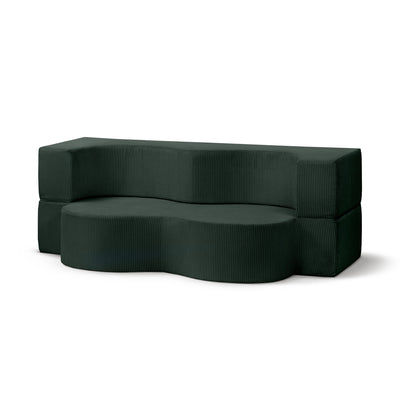 Sofa piankowa wolnostojąca 200 cm z funkcją spania w stylu japandi | Kamelia Leśna Zieleń (POSO 14)