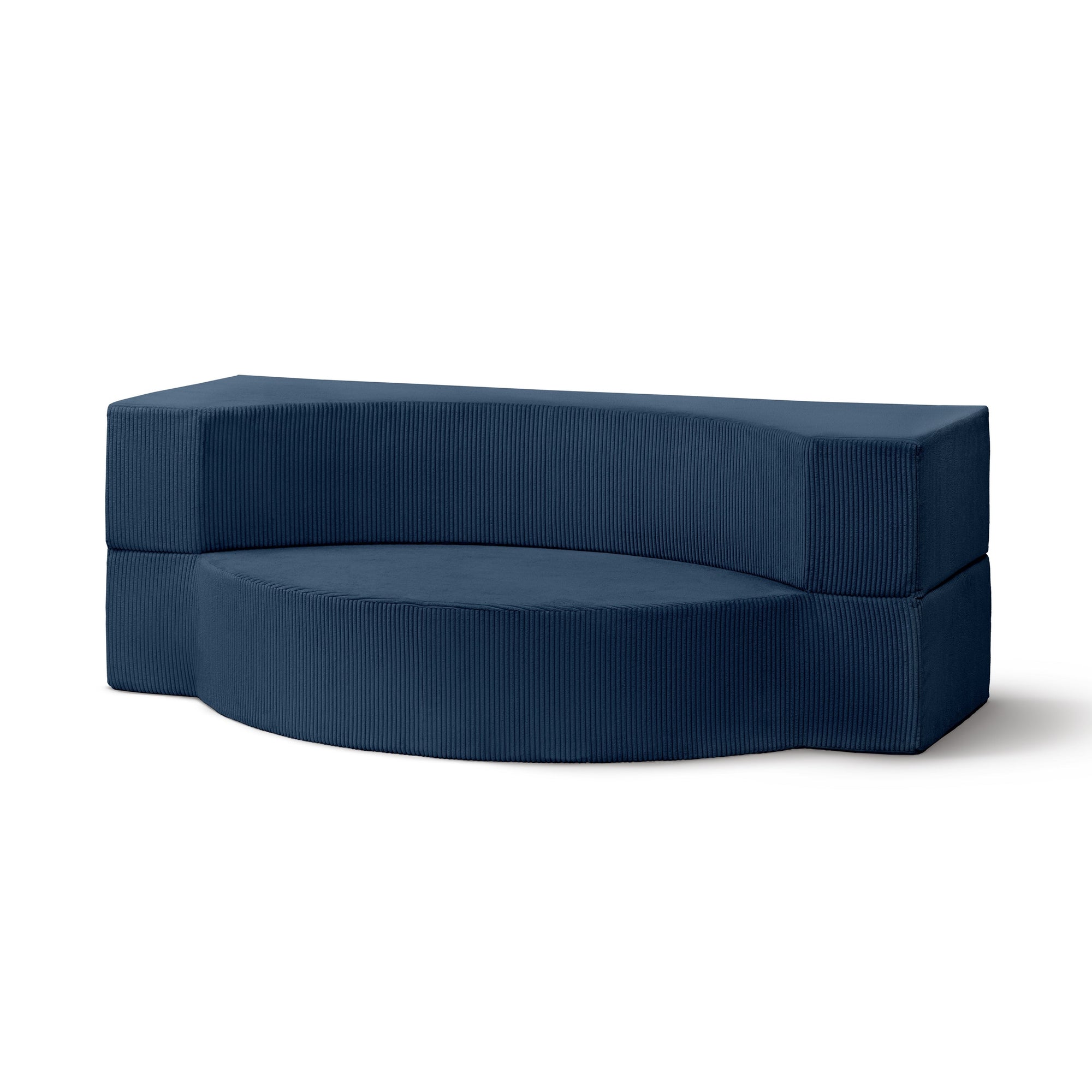 Sofa piankowa modułowa 200 cm z funkcją spania w stylu japandi – sztruks POSO, półokrągła forma | Lunaria Granatowy Grafit (POSO 05)