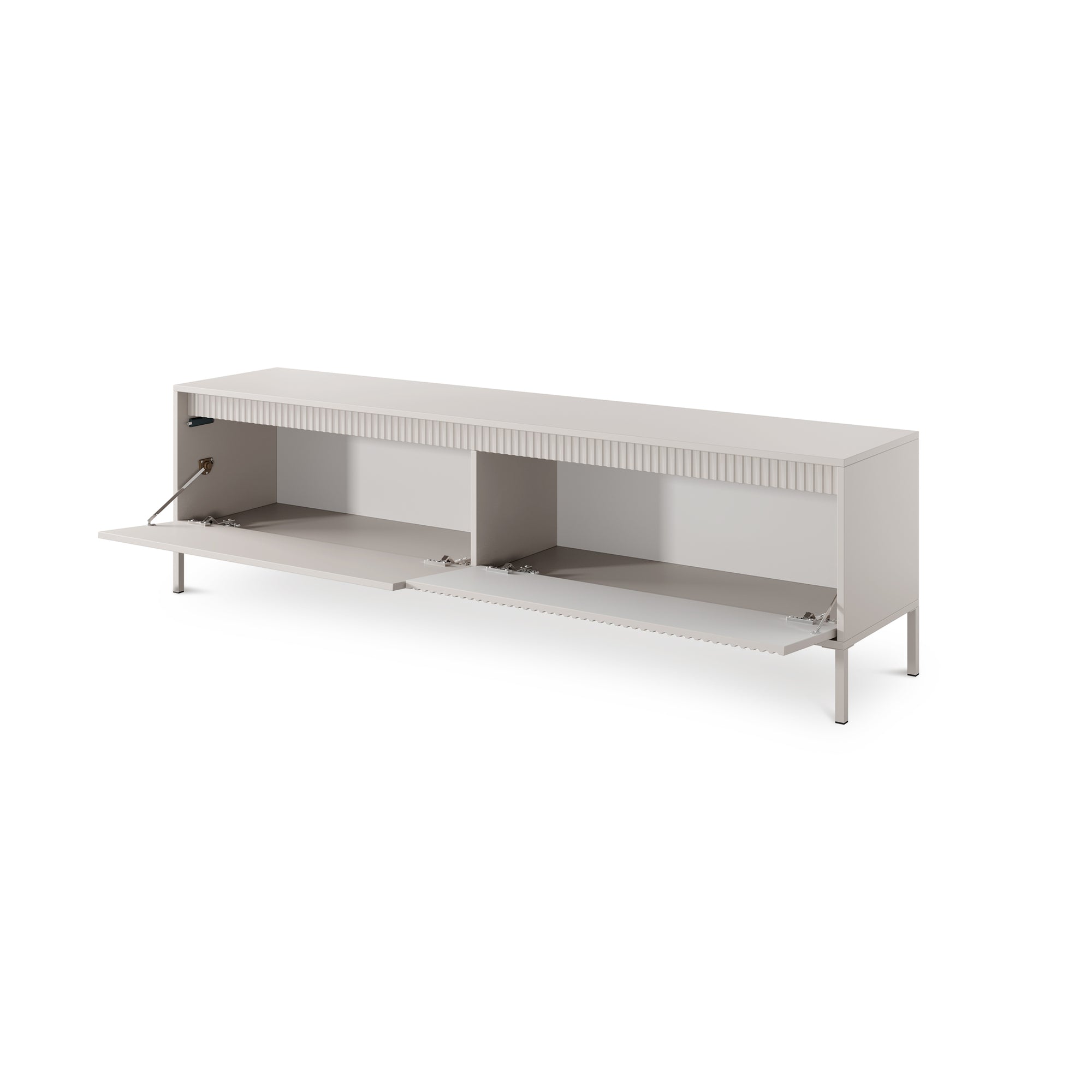 Szafka RTV 2-drzwiowa 187x53 w stylu japandi – ryflowane fronty, push-to-open | Senra