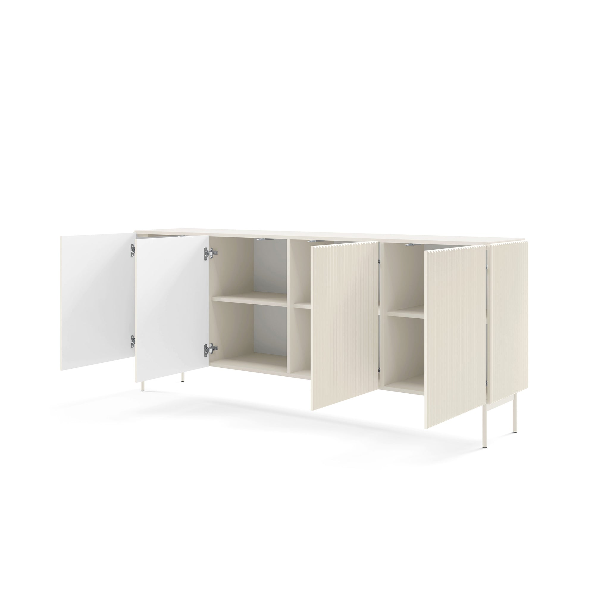 Komoda z drzwiami 195x81 w stylu nowoczesnym - kaszmir, push-to-open, 4 drzwi | MuzZI