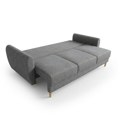 Sofa Harmi 235 cm Srebrna Mgła (SAWANA 05) po rozłożeniu – powierzchnia spania 130 × 200 cm