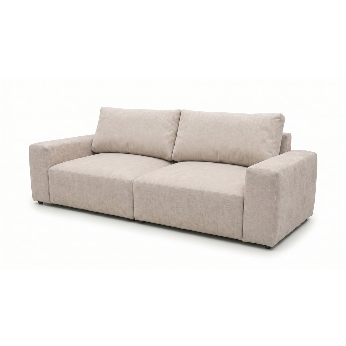 Sofa modułowa Iskeli 260 cm Kremowy Taupe (ARAGON 03) z ukosa – sofa z funkcją spania i dwiema poduszkami oparciowymi