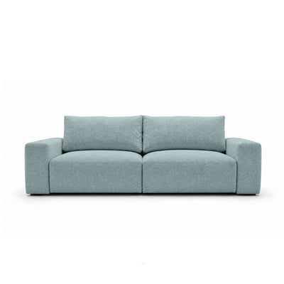 Sofa modułowa Iskeli 260 cm Lodowy Lazur (ARAGON 70) z przodu – sofa z pojemnikiem na pościel w tkaninie Aragon