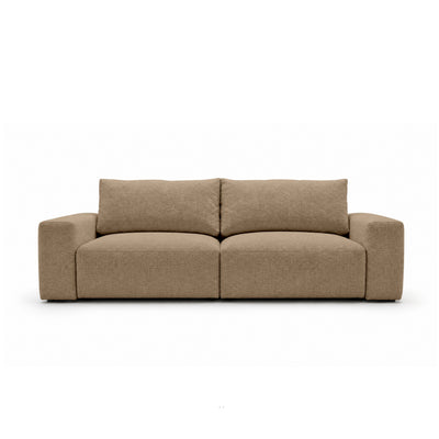 Sofa modułowa Iskeli 260 cm Orzechowy Beż (ARAGON 14) z przodu – sofa z pojemnikiem na pościel w tkaninie Aragon