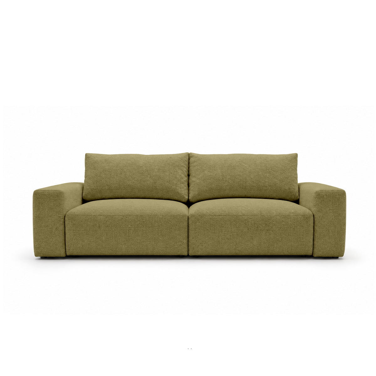 Sofa modułowa Iskeli 260 cm Złoty Len (ARAGON 35) z przodu – sofa z pojemnikiem na pościel w tkaninie Aragon