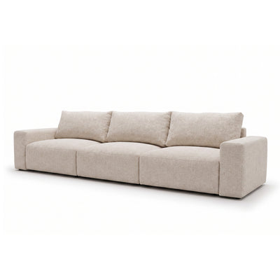 Sofa modułowa Iskeli Plus 361 cm Kremowy Taupe (ARAGON 03) z ukosa – duża sofa z trzema poduszkami oparciowymi