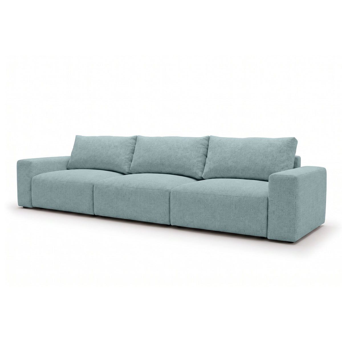 Sofa modułowa Iskeli Plus 361 cm Lodowy Lazur (ARAGON 70) z ukosa – sofa z funkcją spania w tkaninie Aragon