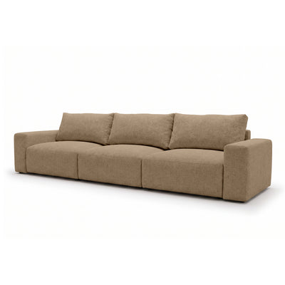 Sofa modułowa Iskeli Plus 361 cm Orzechowy Beż (ARAGON 14) z ukosa – sofa z funkcją spania w tkaninie Aragon