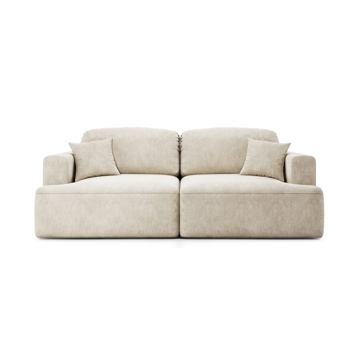 Sofa Senvali 241 cm Piaskowy Pergamin (CLOUD 03) – sofa rozkładana z pojemnikiem, widok z przodu