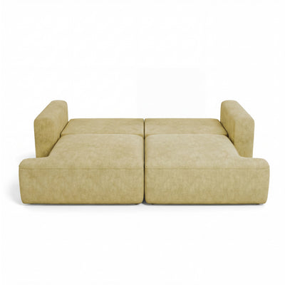 Sofa Senvali 241 cm Złota Sepia (CLOUD 32) po rozłożeniu – powierzchnia spania 198 × 140 cm, sofa do codziennego spania