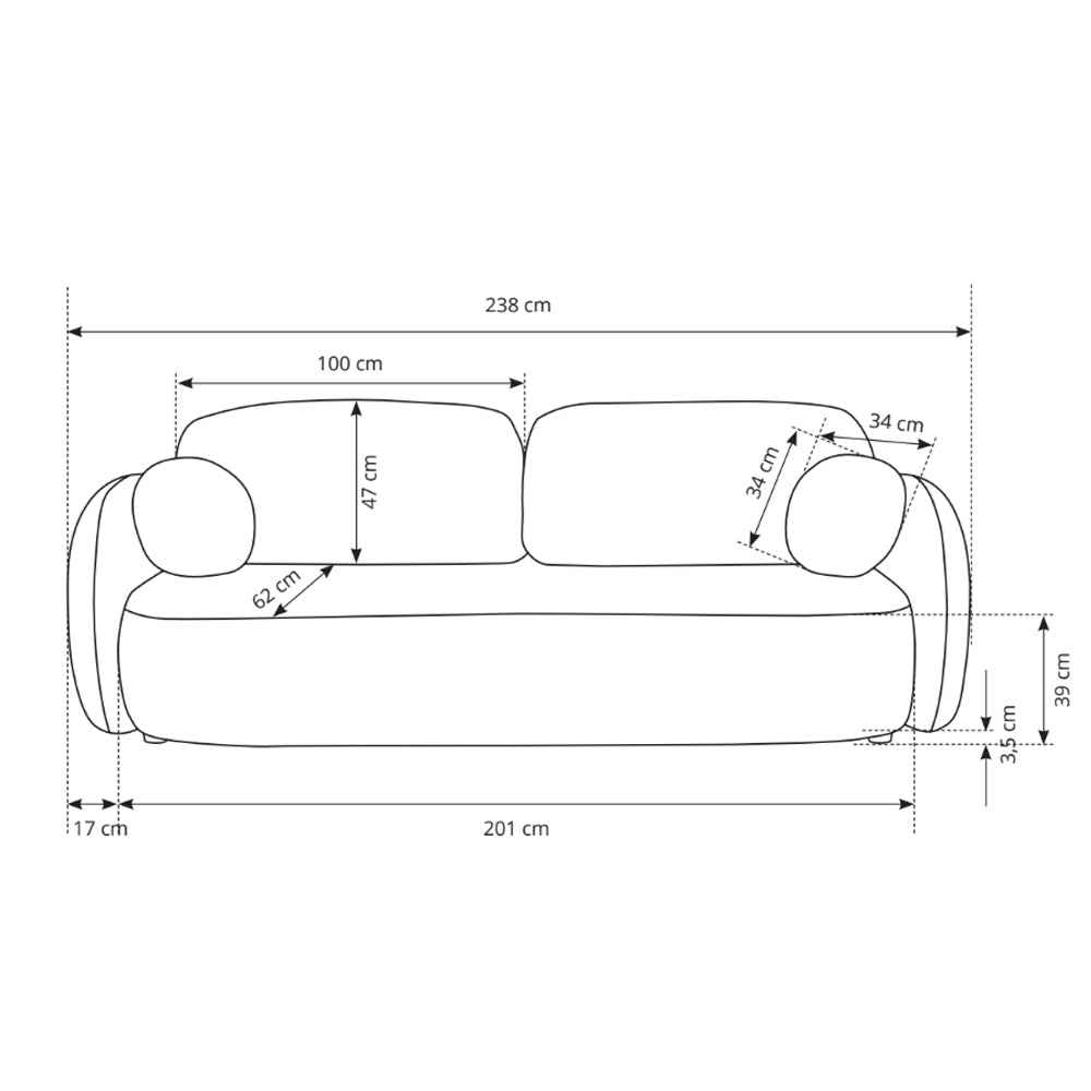 Sofa 3-osobowa z funkcją spania 142x200 z pojemnikiem w stylu art deco – tkanina Aragon, sprężyny bonell, DL | OLEMO