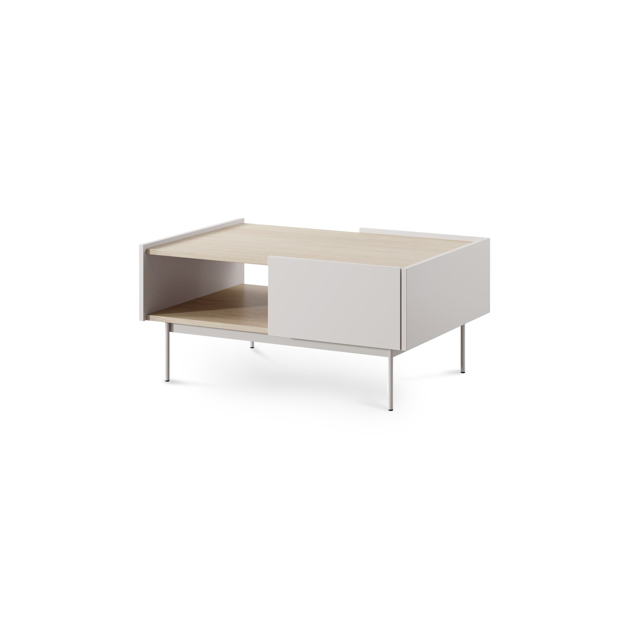 Stolik kawowy 97x45 w stylu nowoczesnym z szufladą i półką | Bema Cashmere