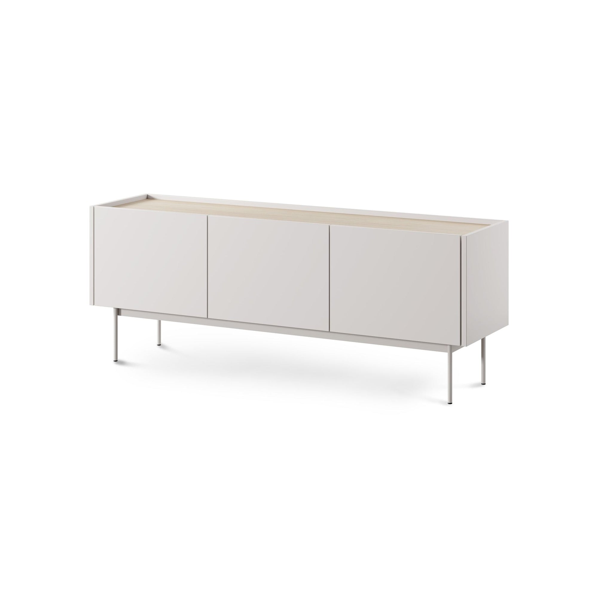 Szafka RTV pod telewizor 144x55 w stylu japandi - dąb linea, trzy szafki | Bema Cashmere
