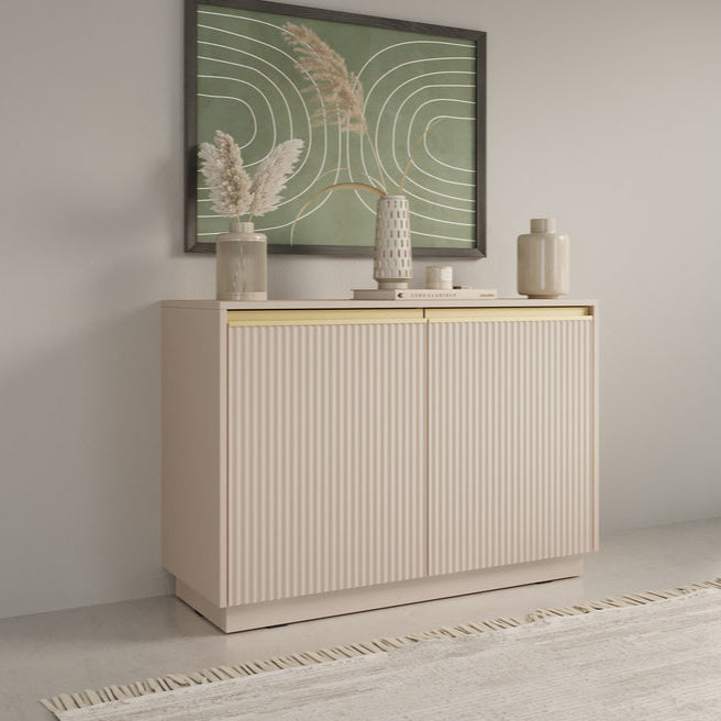 Komoda 104x72 w stylu nowoczesnym - frezowane fronty MDF, złote uchwyty, kompaktowa forma | Westa