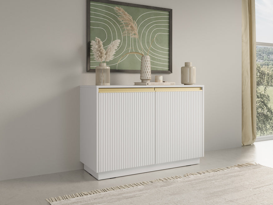 Komoda 104x72 w stylu nowoczesnym - frezowane fronty MDF, złote uchwyty, kompaktowa forma | Westa