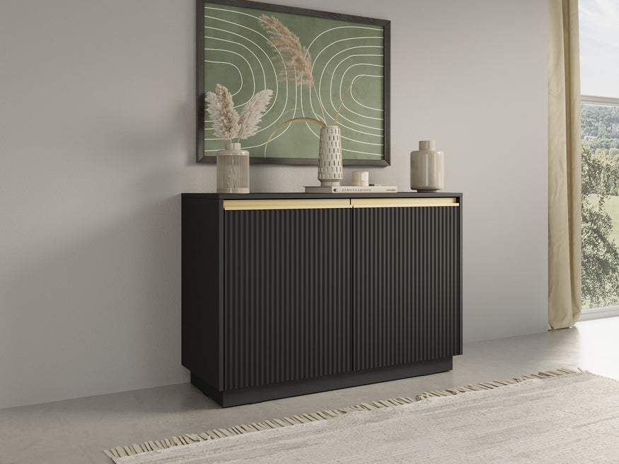 Komoda 104x72 w stylu nowoczesnym - frezowane fronty MDF, złote uchwyty, kompaktowa forma | Westa