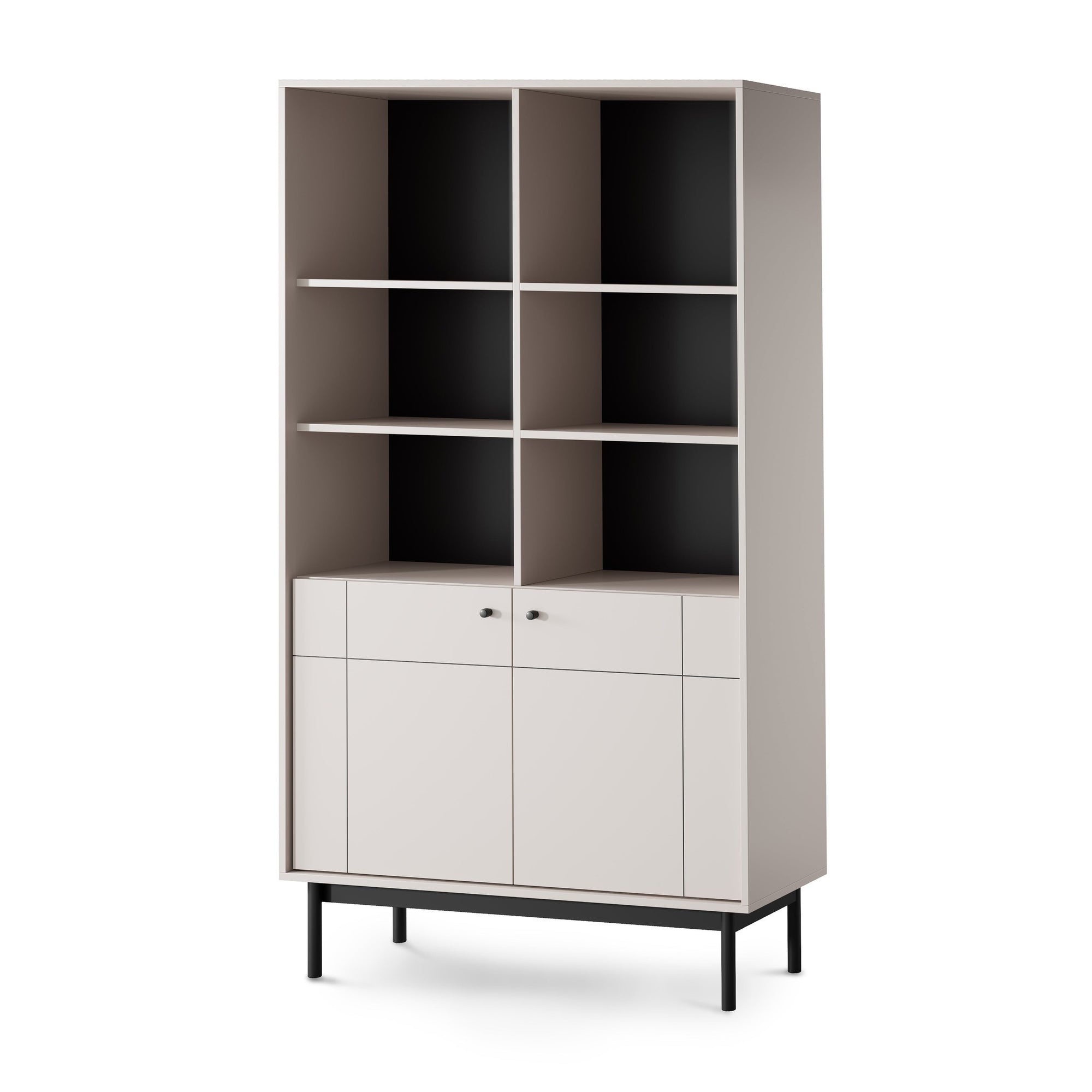 Witryna 104x185 cm w stylu japandi – cichy domyk Häfele, dąb Linea, cashmere | Sabi Kaszmir