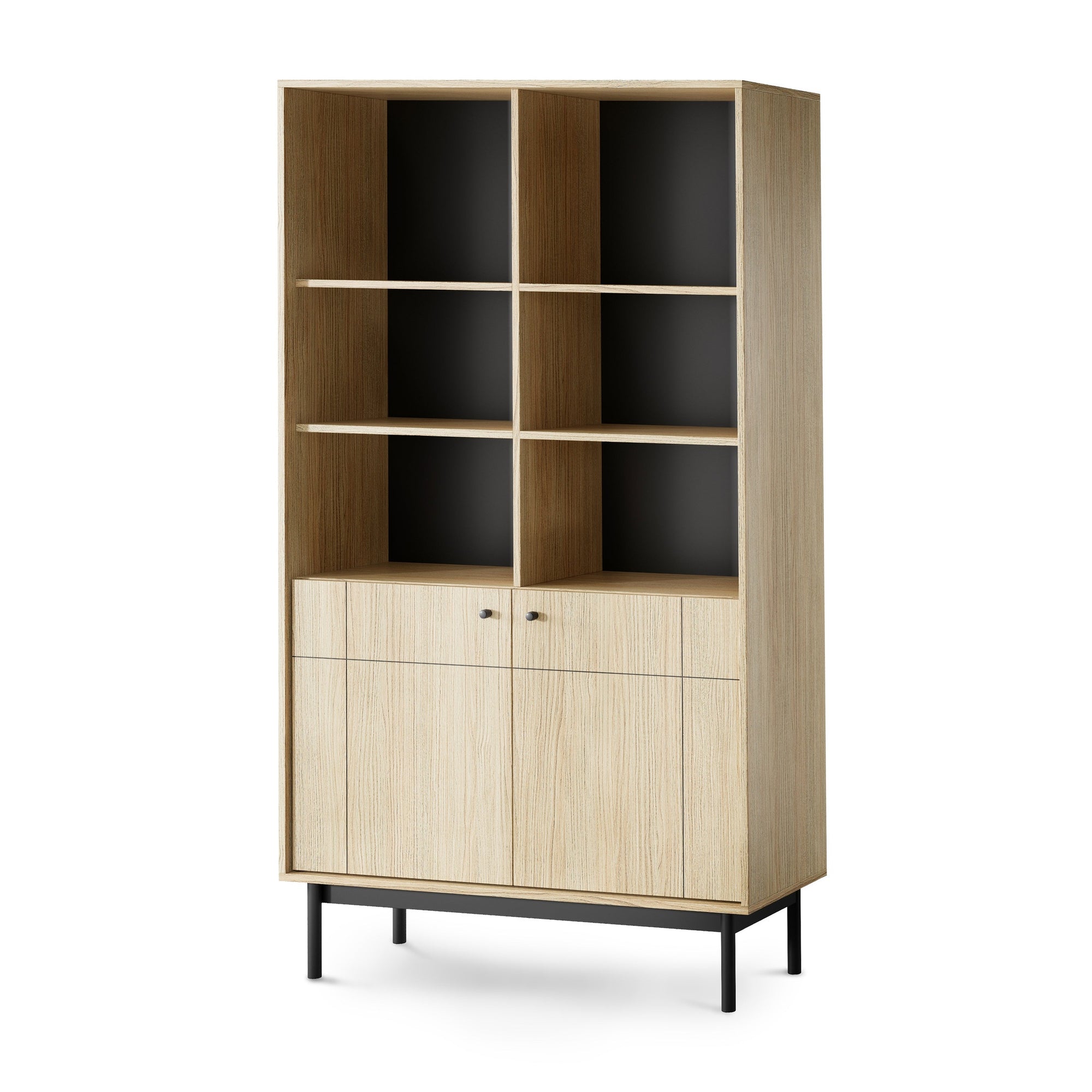 Witryna 104x185 cm w stylu japandi – cichy domyk Häfele, dąb Linea, cashmere | Sabi Dąb Linea