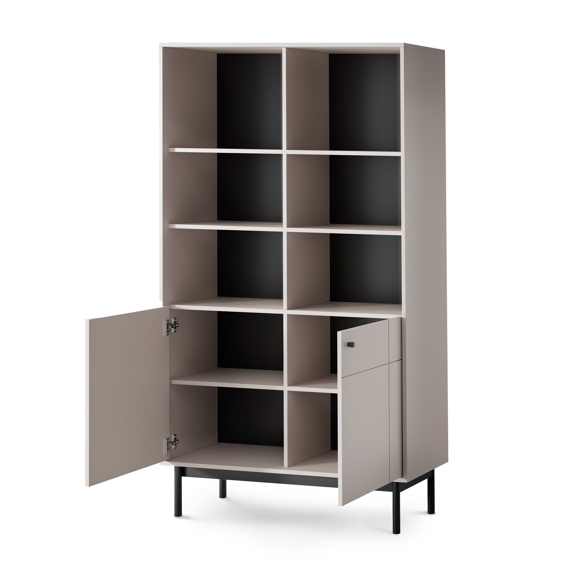 Witryna 104x185 cm w stylu japandi – cichy domyk Häfele, dąb Linea, cashmere | Sabi