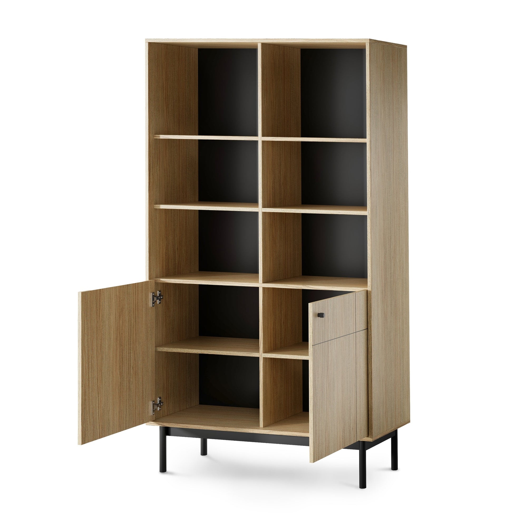 Witryna 104x185 cm w stylu japandi – cichy domyk Häfele, dąb Linea, cashmere | Sabi