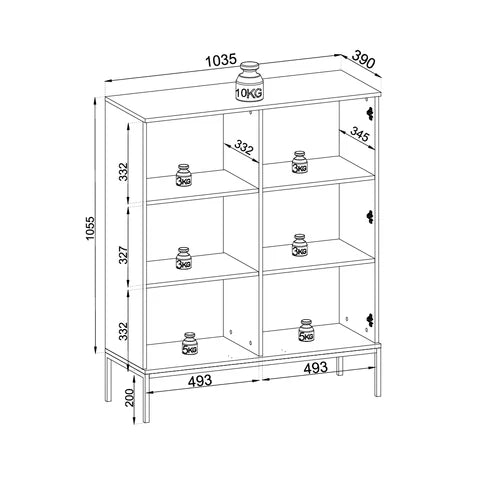 Komoda z drzwiami i szufladą 104x126 w stylu loft - LED, lamele, push-to-open | Lampy