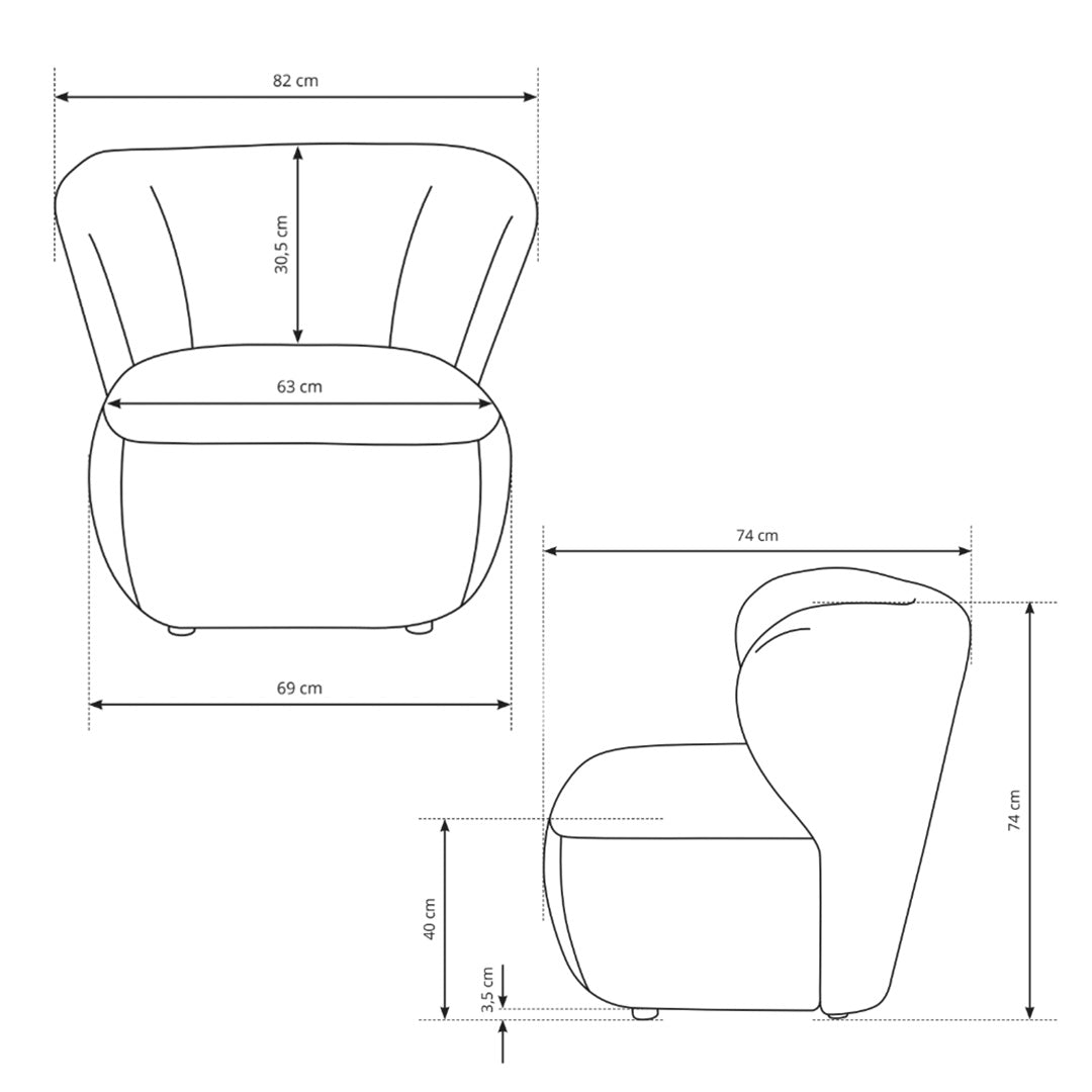 Fotel wypoczynkowy 82x74 cm w stylu japandi | OLEMO