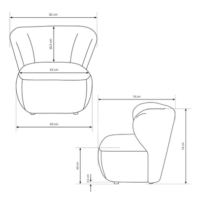 Fotel wypoczynkowy 82x74 cm w stylu japandi | OLEMO