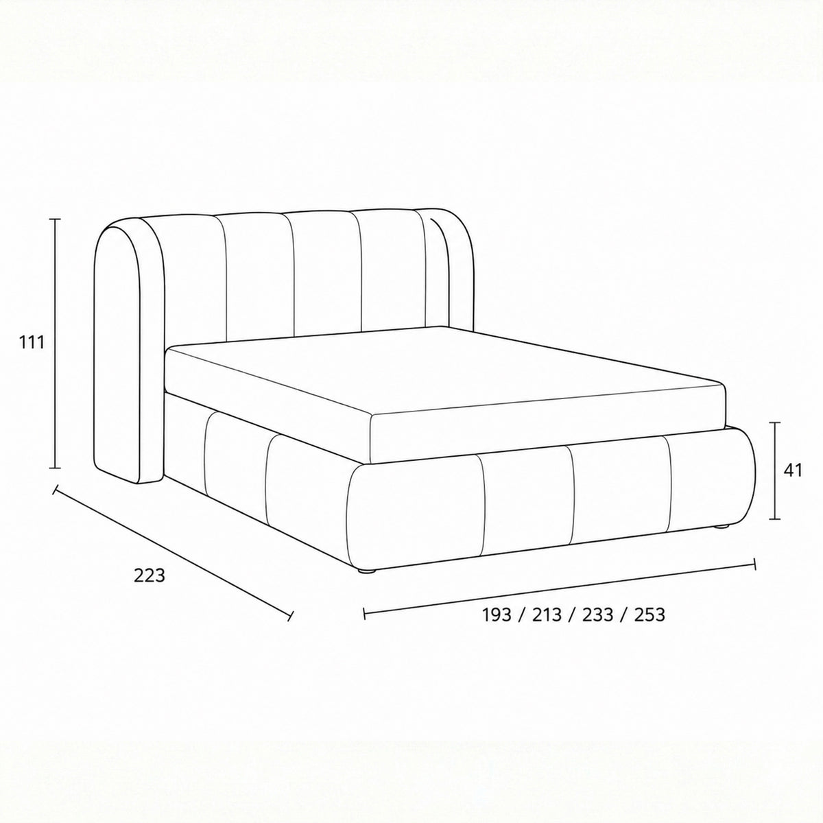 Łóżko tapicerowane pikowane z pojemnikiem w stylu soft modern | Ventara