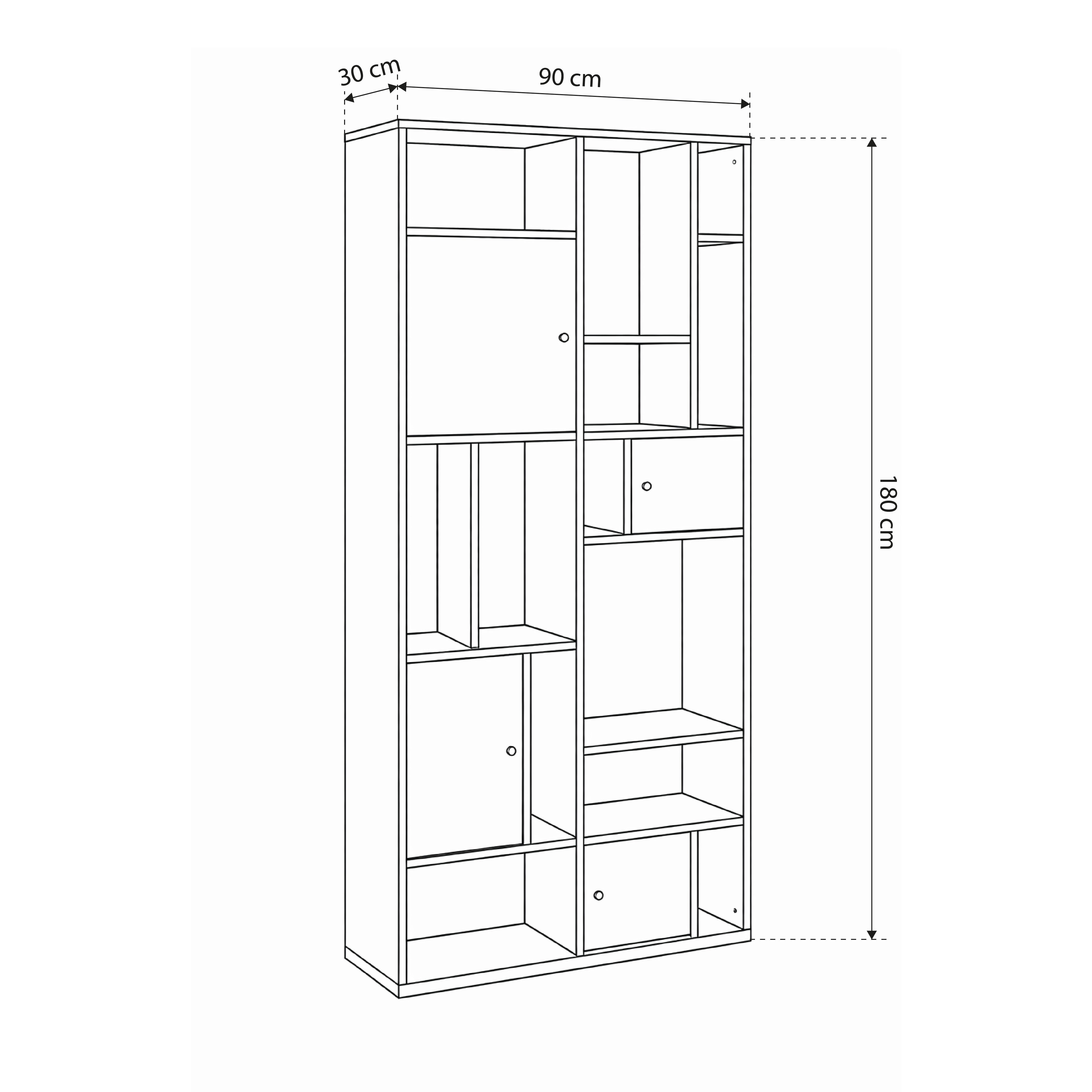 Regał do salonu 90x180 w stylu japandi | Asymo