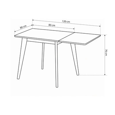 Rozkładany stół do jadalni 80-120x80 w stylu skandynawskim | Krel