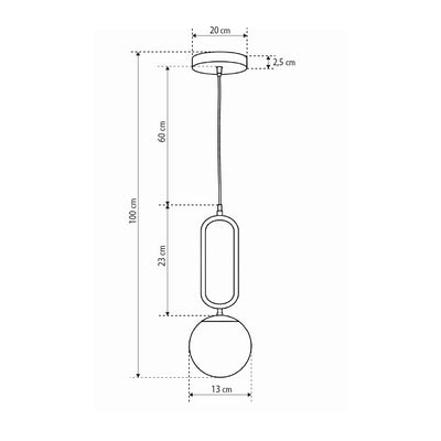 Lampa wisząca z kulistym kloszem i czarną ramą w stylu loftowym | Obal