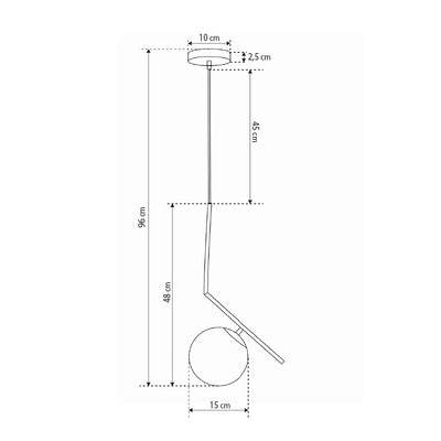 Lampa wisząca z kulistym kloszem na ramieniu w stylu nowoczesnym | Orbitella