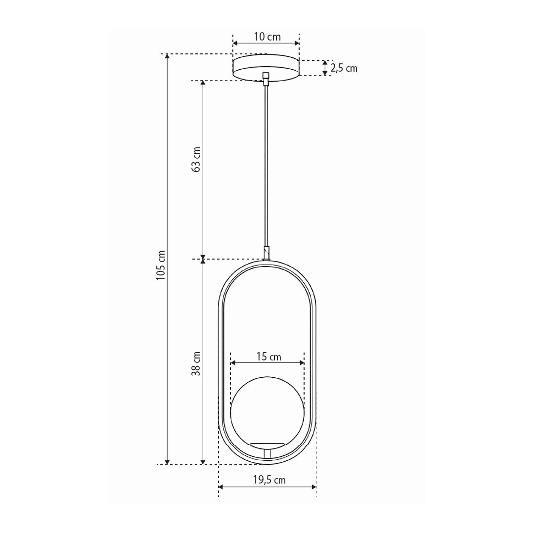 Lampa wisząca z kulistym kloszem w złotej ramie w stylu nowoczesnym | Orbitella