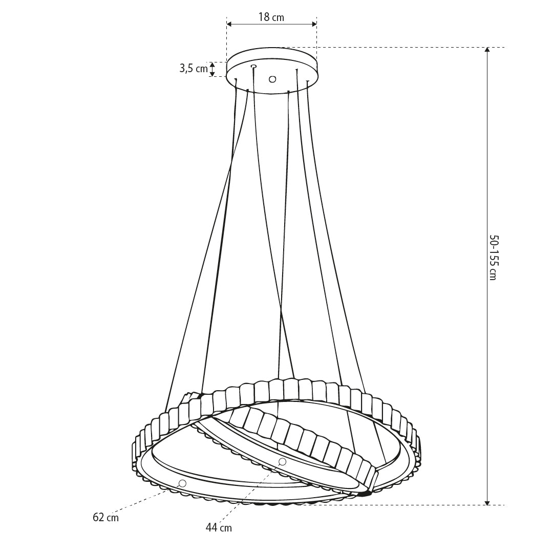 Lampa wisząca LED z dekoracyjnymi pierścieniami w stylu nowoczesnym | Rinoria