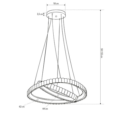 Lampa wisząca LED z dekoracyjnymi pierścieniami w stylu nowoczesnym | Rinoria