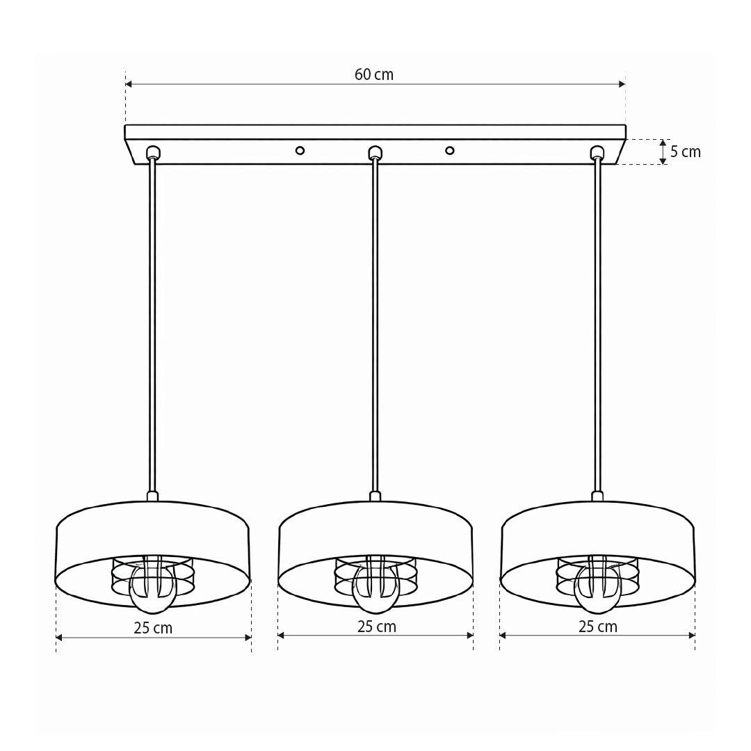 Lampa wisząca 3-punktowa w stylu industrialnym | Spirra