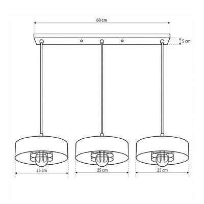 Lampa wisząca 3-punktowa w stylu industrialnym | Spirra