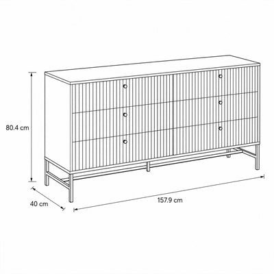 Komoda 158x81 z lamelowym frontem w stylu nowoczesnym | Bambouz