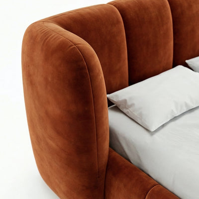 Łóżko tapicerowane pikowane z pojemnikiem w stylu soft modern | Ventara