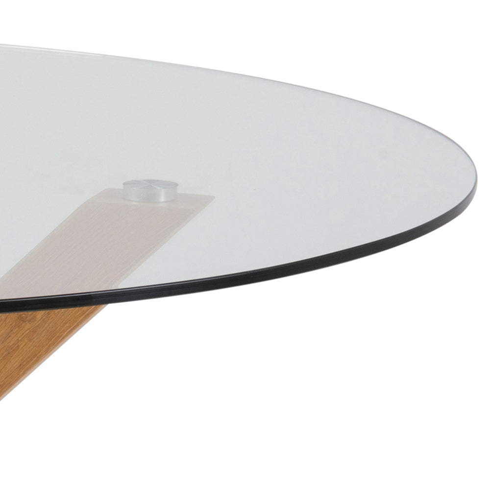 Okrągły stół szklany 119x76 w stylu nowoczesnym - hartowany blat, metalowa podstawa | Stela