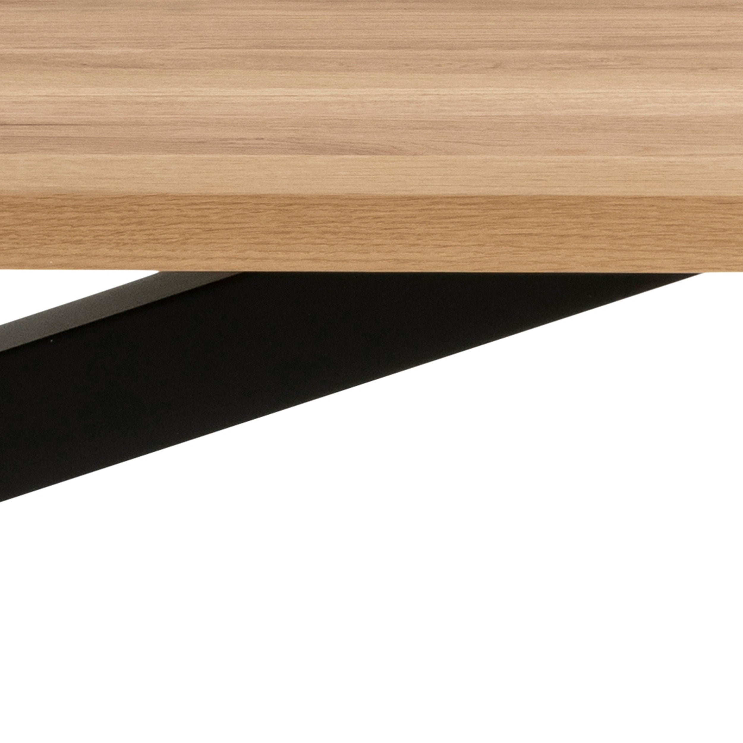 Stół do jadalni 220x76 w stylu industrialnym - dębowy szeroki blat, czarna metalowa podstawa | Oryss Oak
