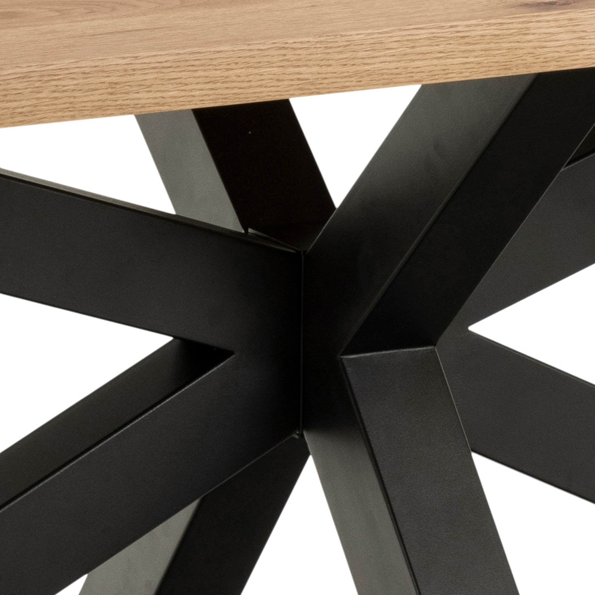 Stół do jadalni 220x76 w stylu industrialnym - dębowy szeroki blat, czarna metalowa podstawa | Oryss Oak